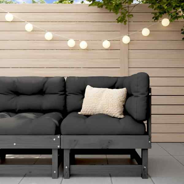 vidaXL Garten-Ecksofa Grau Massivholz Kiefer, 825368, 8720845805722