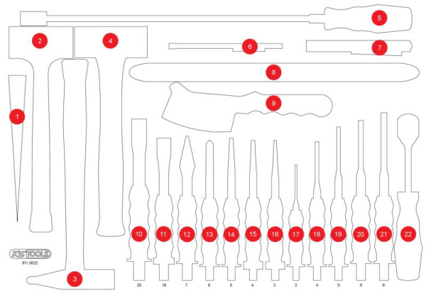 KS Tools Leere Schaumstoffeinlage zu 811.0022, 811.0022-97