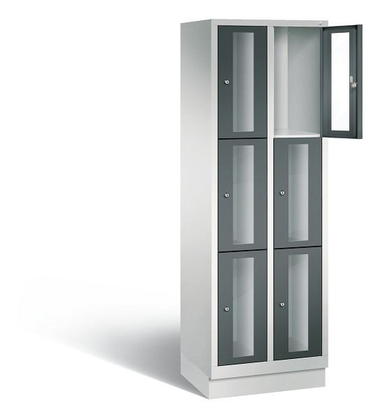C+P Schließfachschrank Classic, H1800xB610xT500mm, Farbe: Lichtgrau / Anthrazitgrau, 8020A203 S10024