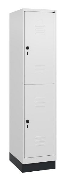 C+P Doppelstöckiger Spind Classic PLUS, Sockel, 1800x400x500mm, 9016/9016, Drehriegel, 0803207-12 S10014