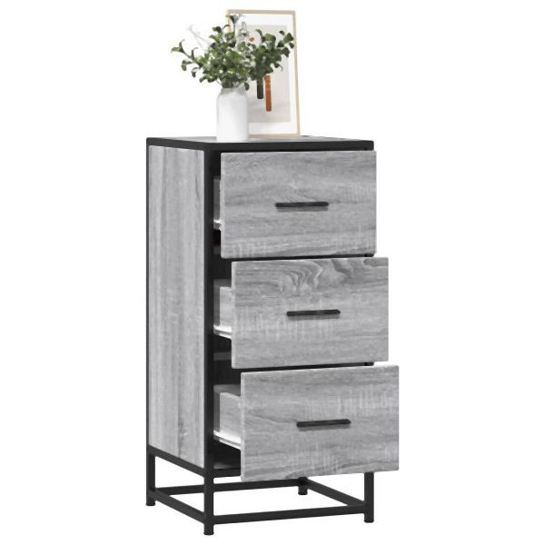 vidaXL Sideboard Grau Sonoma 35,5x35x76 cm Holzwerkstoff und Metall, 848947