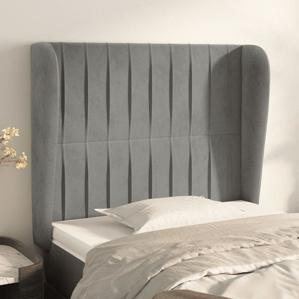 vidaXL Kopfteil mit Ohren Hellgrau 83x23x118/128 cm Samt, 3118224