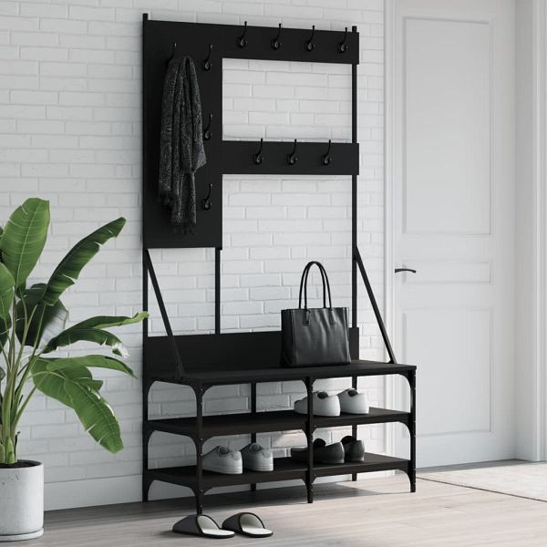 vidaXL Kleiderständer mit Schuhablage Schwarz 100x40x184 cm, 837852