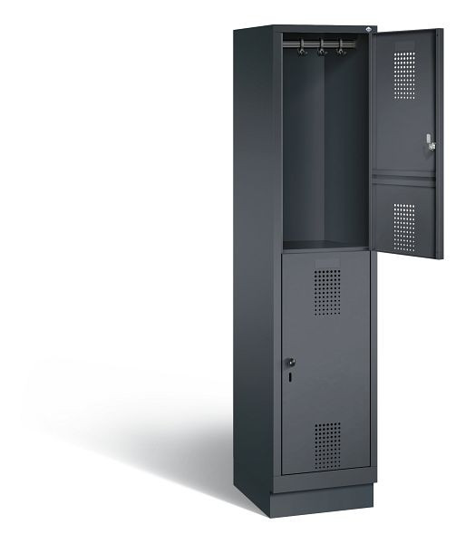 C+P Spind doppelstöckig Evolo, H1800xB420xT500mm, Farbe: Schwarzgrau, 48320-12 S10095