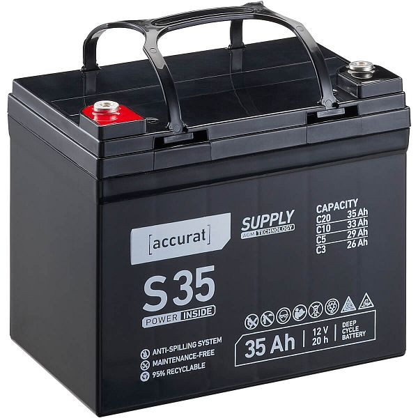 Accurat Supply S35 AGM Versorgungsbatterie 12V 35Ah, VBB-AGM-S35