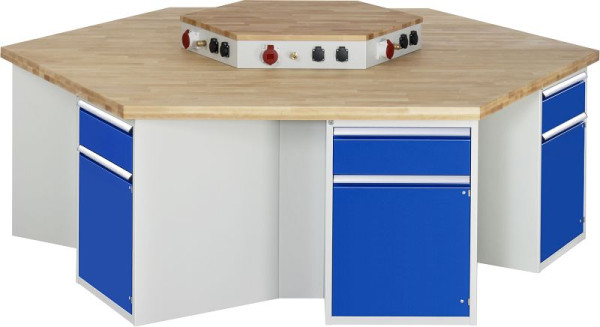 RAU Gruppenwerkbank 4000 - Modell 467, B2700 x T2340 x H900 mm, mit Energieaufsatz, 03-467-135B5M-EA1.11