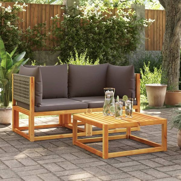 vidaXL Garten-Ecksofas mit Kissen 2 Stück Massivholz Akazie, 3278899