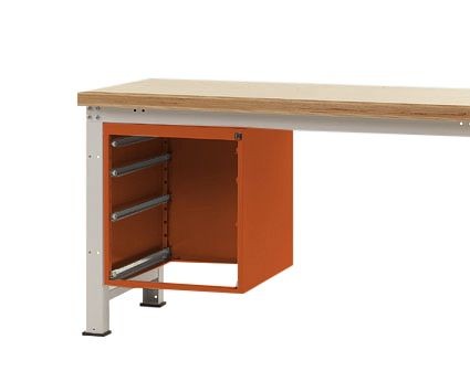 Manuflex Leergehäuse PROFI für Werkbanktische stationär, Nutzhöhe 500 mm für Werkbanktiefe 700 mm, Rotorange, ZB4431.2001