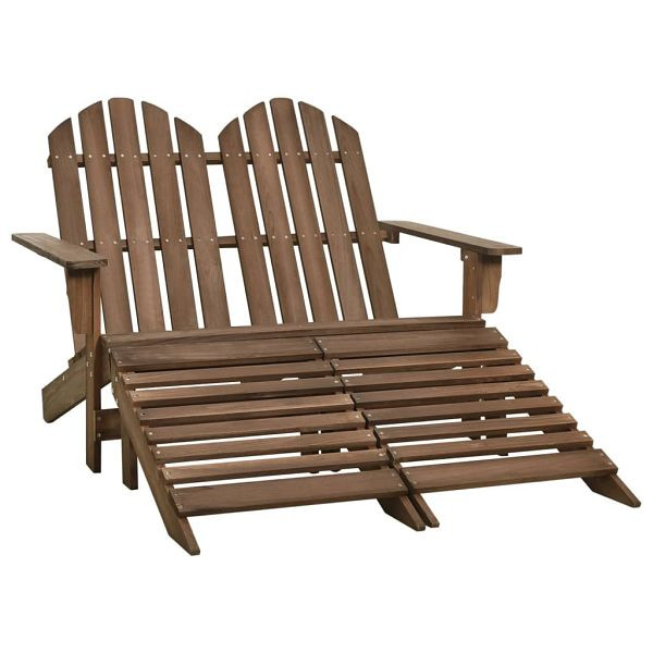 vidaXL Adirondack-Gartenbank 2-Sitzer mit Fußteil Tannenholz Braun, 315911
