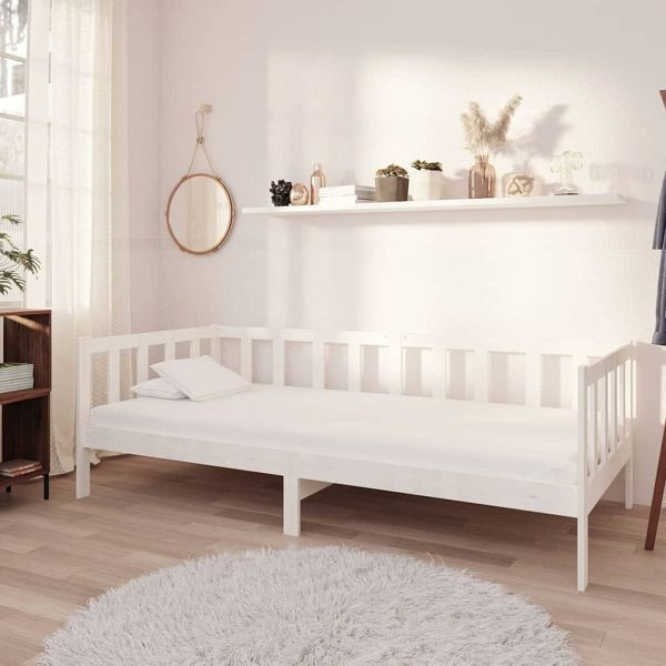 vidaXL Tagesbett mit Matratze 90x200 cm Weiß Kiefer Massivholz, 3083615