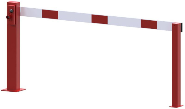 Schake Kompakte Handschranke 2m mit fester Auflagestütze, rot / weiß, mit Dreikantverschluss, 4011_200FPB
