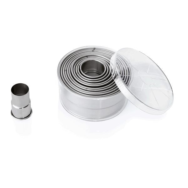 WAS Ausstechformen Set in Kunststoffdose, rund, glatt, Chromnickelstahl, 1695012