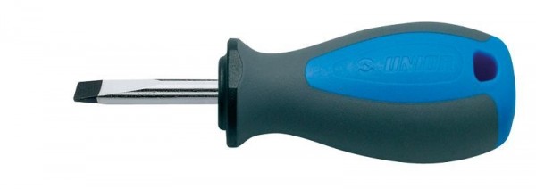 Unior Schraubendreher für Schlitzschrauben, kurze Klinge, 3-Komponenten-Griff, 0,6x3,5x25, 612832