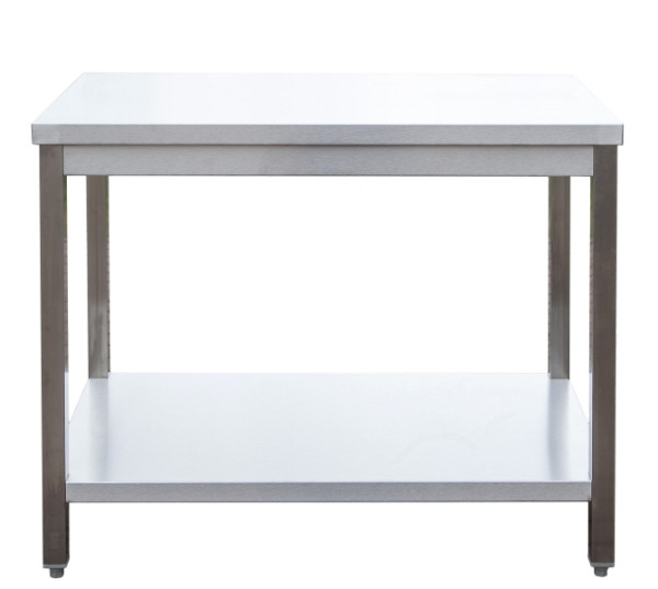 A&S Gastro Edelstahl Arbeitstisch verschweißt, Tiefe 700mm, mit Grundboden, AISI 304, 2900 x 700 x 850 mm, ARTG297
