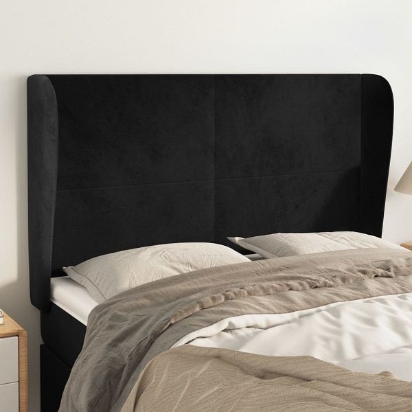 vidaXL Kopfteil mit Ohren Schwarz 147x23x118/128 cm Samt, 3117726