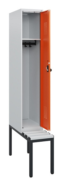 C+P Spind Evolo PLUS, 1 Abteil, 1950x300x815mm, 7035/2004, Drehriegel, Sitzfläche Kunststoff, Sitzbank, 0490505-10 S10056