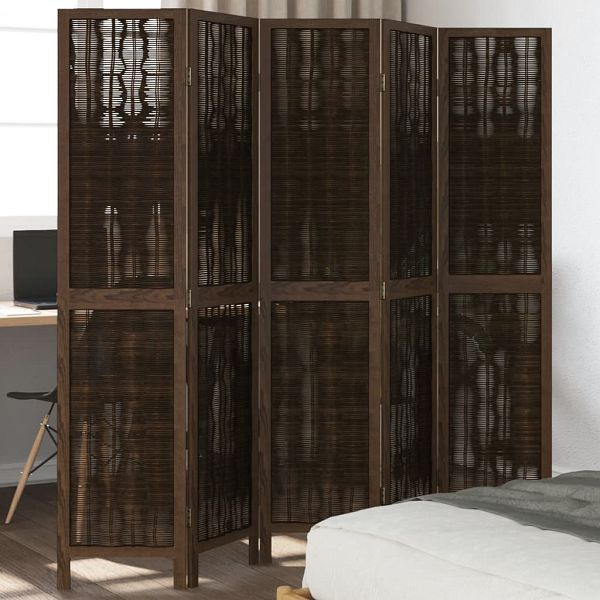 vidaXL 5-teilig Raumteiler Dunkelbraun Massivholz Paulownia, 358662