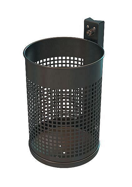 Renner Abfallbehälter ca. 20 L, gelocht, zur Wand- und Pfostenbefestigung, feuerverzinkt und pulverbeschichtet, moosgrün, 7013-00PB 6005