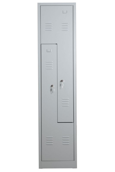 Gürkan Garderobenschrank, 50 x 41,5 x 180 cm, Lichtgrau, EU Zylinderschloss, Z Form Türen, WRZ/2.1840, 106551