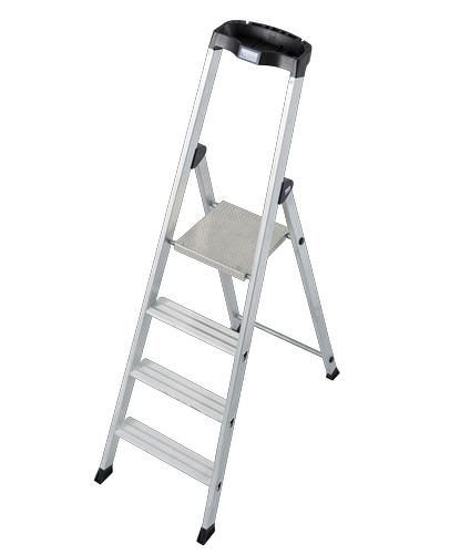 Krause Stufenstehleiter Solido, Aluminium, extrem rutschfeste Plattform, 4 Stufen, 257460