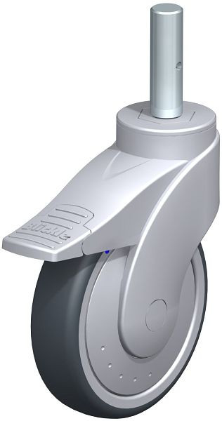 Blickle LWGX-TPA 126XK-FI-FK-ZAX51 Kunststoff-Lenkrolle WAVE, rostfrei, mit Zapfen & Feststeller, Thermoplastisches Gummi-Elastomer, Grau, 751739
