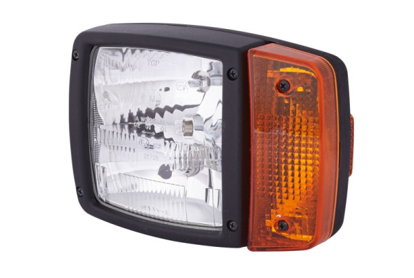 HELLA Hauptscheinwerfer, 12V, Anbau, E4 6495/E4 25728/ECE R113, Lichtscheibenfarbe: gelb, Stecker: AMP, links, 1SA 996 120-451