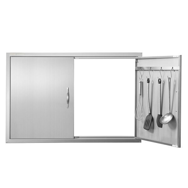 VEVOR Grill-Zugangstür, 990 x 660 mm, Doppelte Außenküchentür, Vertikale Wandtür mit Griffen und Haken, SMMBSCJMYS39MAF9XV0