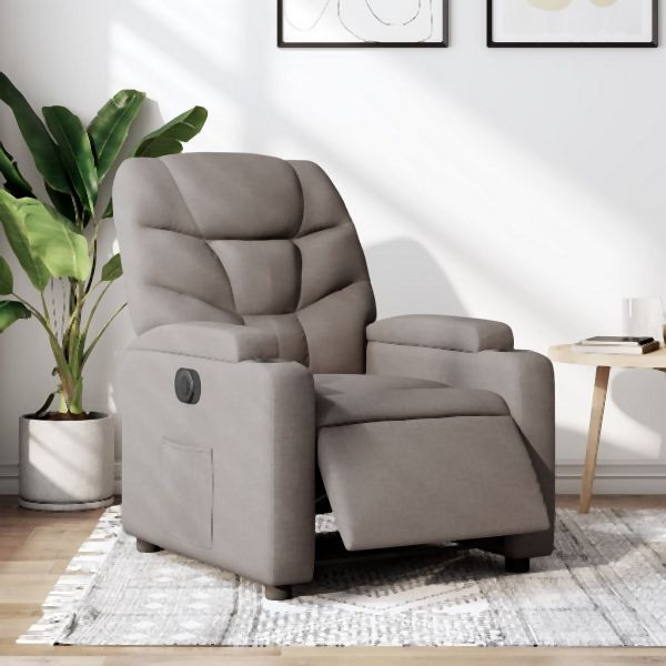 vidaXL Relaxsessel Elektrisch Taupe Stoff, Zurücklehnen, 3204580