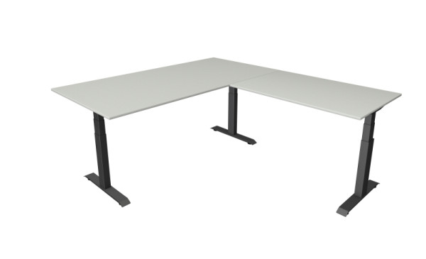 Kerkmann Sitz-/Stehtisch Move 4, B 2000 x T 1000 mm mit Anbauelement 1200 x 800 mm, elektrisch verstellbar von 640-1290 mm, lichtgrau, Montage, 10083311-1