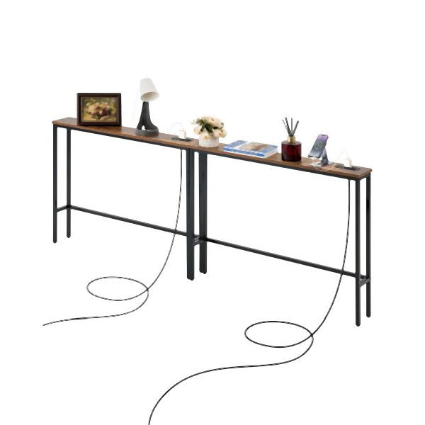 VEVOR Schmaler Konsolentisch Eingangstisch 2-teilig Steckdosen Wohnzimmer Flur, BSXGZ2JZHK3414JWSV2