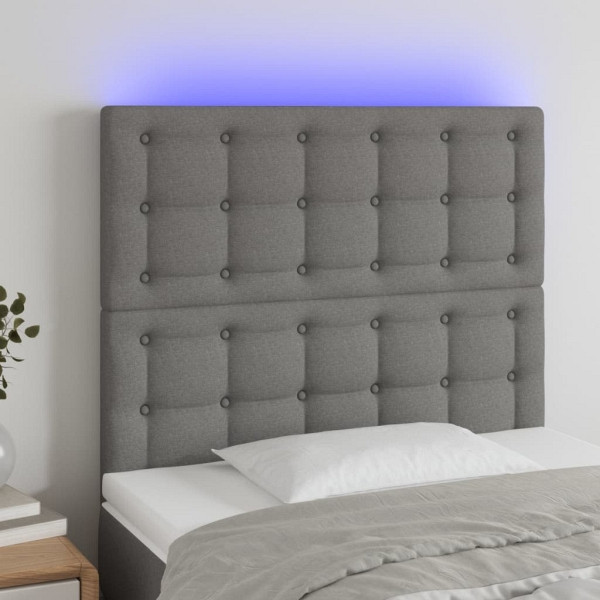 vidaXL LED Kopfteil Dunkelgrau 90x5x118/128 cm Stoff, 3122841