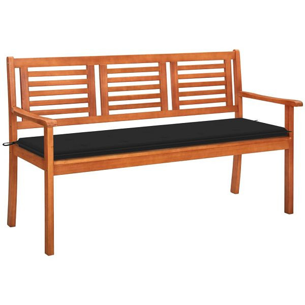 vidaXL 3-Sitzer-Gartenbank mit Auflage 150 cm Massivholz Eukalyptus, 3061003