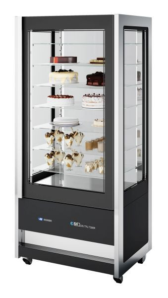 ISA Panorama-Kühlvitrine CRISTAL TOWER 930 RV TN schwarz, steckerfertig, Umluftkühlung, 4537014193012000