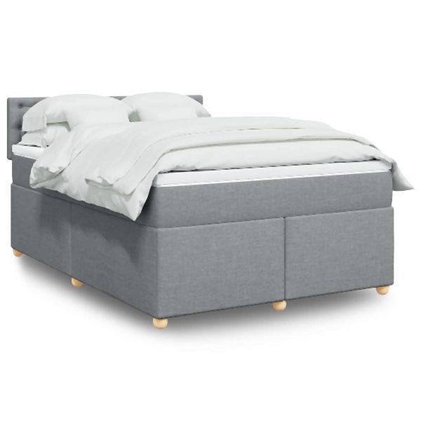 vidaXL Boxspringbett mit Matratze Hellgrau 140x190 cm Stoff, 3286689