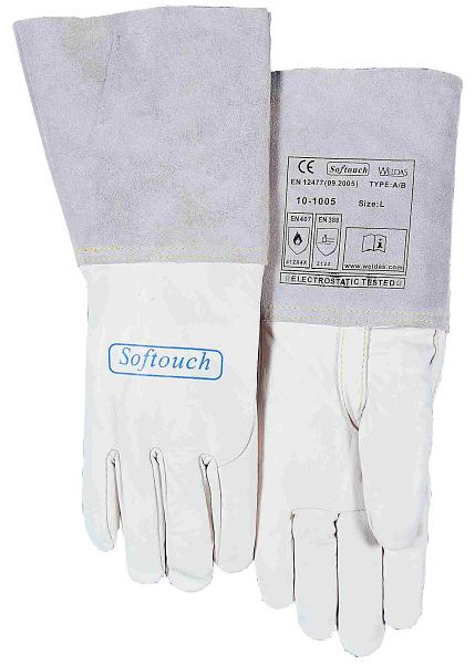 ELMAG 5-Finger-Schweißerhandschuhe WELDAS 10-1005 XL, WIG/TIG aus Top-Kalbs-Vollleder mit verstärkten Daumen, Länge: 35 cm, Größe 9, 5 (1 Paar), 59145