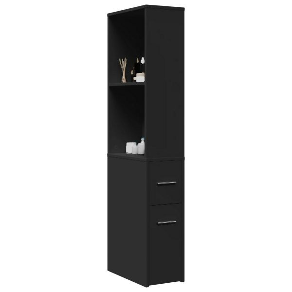 vidaXL Badschrank Schmal mit Rollen Schwarz Holzwerkstoff, 855296