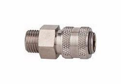 Riegler Schnellverschlusskupplung NW 5, Messing vernickelt, Außengewinde, 115625