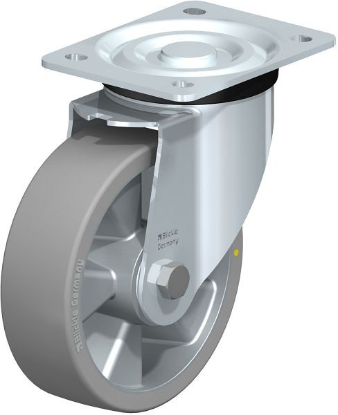 Blickle L-ALTH 160K-AS Stahlblech-Lenkrolle, mittelschwere Ausführung, mit Anschraubplatte, Blickle Extrathane®, Grau, 638627