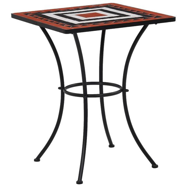 vidaXL Mosaik-Bistrotisch Terrakottarot und Weiß 60 cm Keramik, 46708