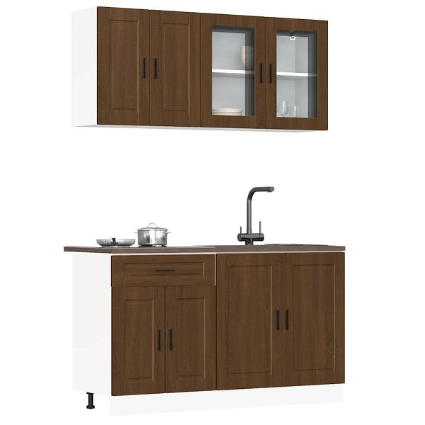 vidaXL 4-tlg. Küchenschrank-Set Braun Eichen-Optik Holzwerkstoff, 3314878