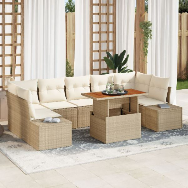 vidaXL Garten Sofa Set 8-teilig Beige und Creme Rattan, 3349931