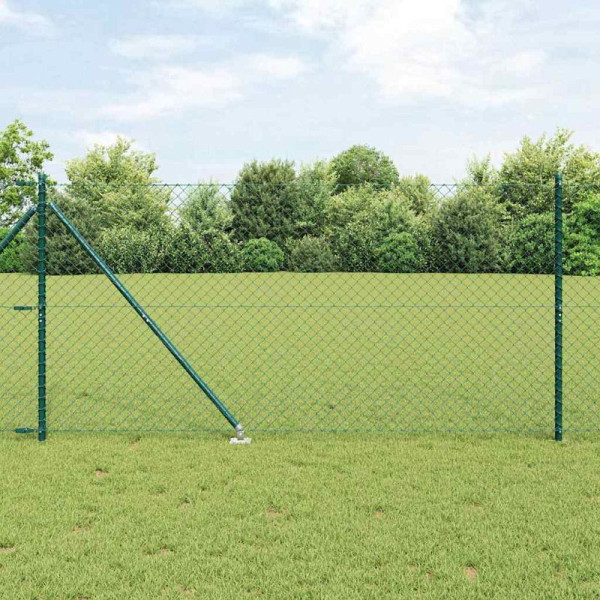 vidaXL Kettengliedzaun mit Pfosten Grün 1.2 x 10 m Stahl, 3351150