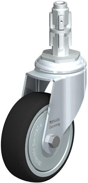 Blickle LKRA-PATH 101K-11-FK-E13 Apparate-Lenkrolle mit Expander, Thermoplastisches Polyurethan, Grau, 848824