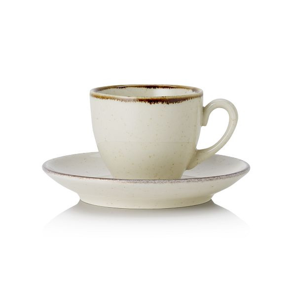 WAS Espresso- und Untertasse Smilla Sand, Porzellan, 0,09 L, VE: 6 Stück, 4887909
