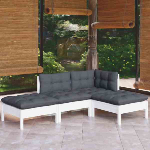 vidaXL 4-tlg. Garten-Lounge-Set mit Kissen Kiefer Massivholz, 3096287