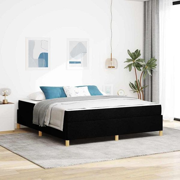 vidaXL Boxspringbett Schwarz und Weiß und Schwarz 180 x 200 cm Stoff, 3398957