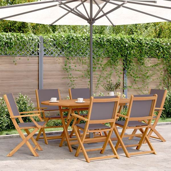 vidaXL Gartenstühle 8 Stück Klappbar Anthrazit Stoff und Massivholz, 3214579