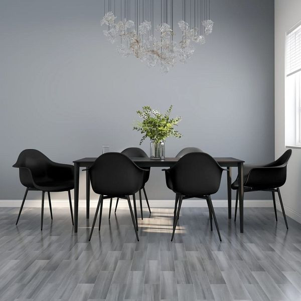 vidaXL Esszimmerstühle 6 Stück Schwarz PP, Metall, 3082357