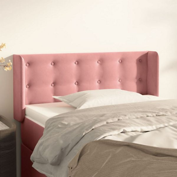 vidaXL Kopfteil mit Ohren Rosa 103x16x78/88 cm Samt, 3119249