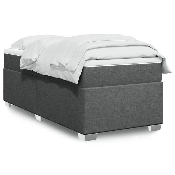 vidaXL Boxspringbett mit Matratze Dunkelgrau 90x190 cm Stoff, 3285096